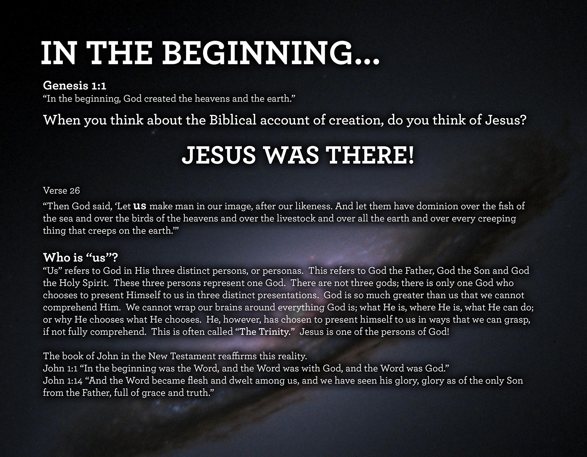 IN THE BEGINNING... Genesis 1:1